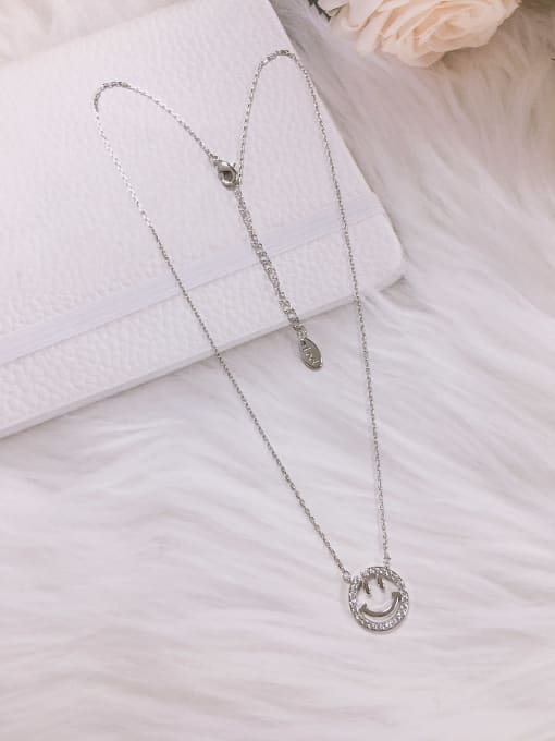 KEVIN Brass Cubic Zirconia Smiley Dainty Initials Necklace 0