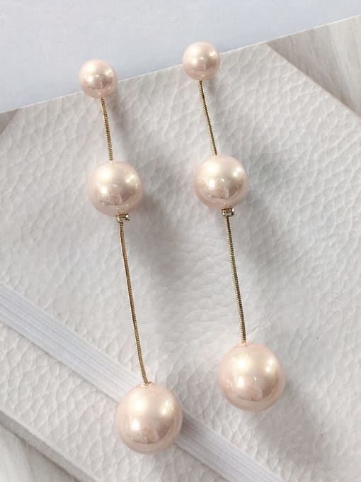 KEVIN Zinc Alloy Imitation Pearl Round Statement Threader Earring 1