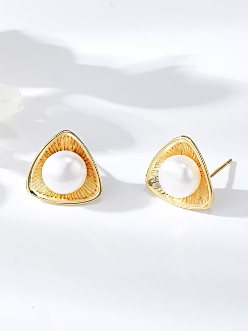 KEVIN Zinc Alloy Imitation Pearl Triangle Minimalist Stud Earring 0