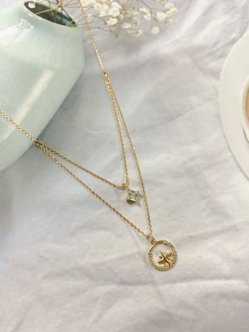 KEVIN Brass Cubic Zirconia Medallion Dainty Initials Necklace