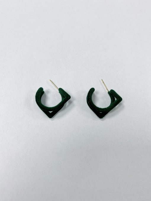 Green Brass Irregular Trend Stud Earring