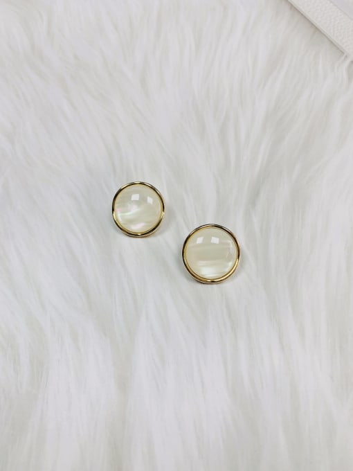 KEVIN Zinc Alloy Cats Eye Round Trend Stud Earring 0