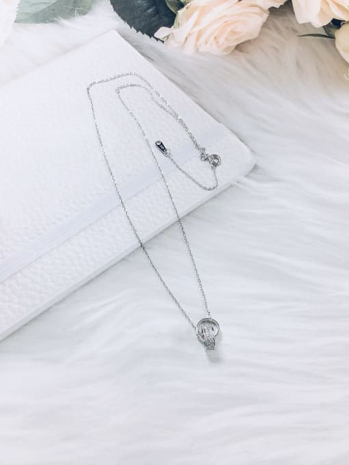 KEVIN 925 Sterling Silver Cubic Zirconia Round Dainty Initials Necklace 0