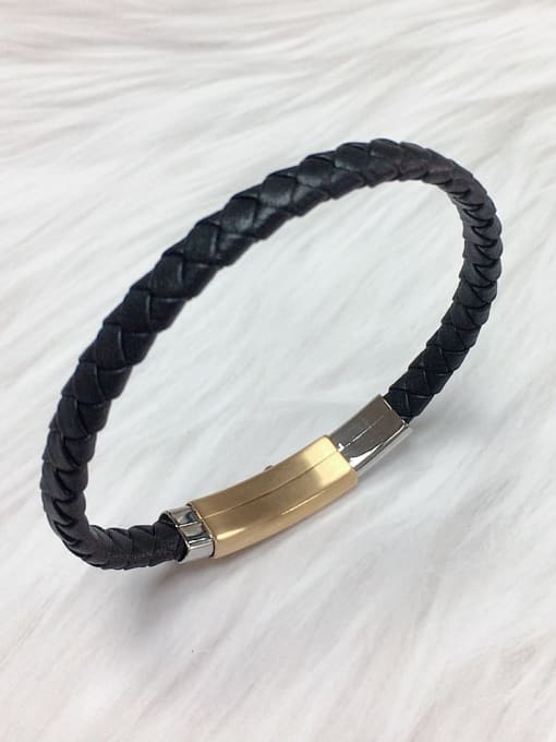 Gold Stainless steel Leather Irregular Trend Bracelet