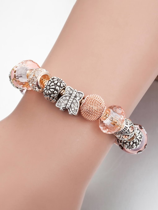 KEVIN Copper Alloy Crystal White Enamel Irregular Luxury Charm Bracelet 2