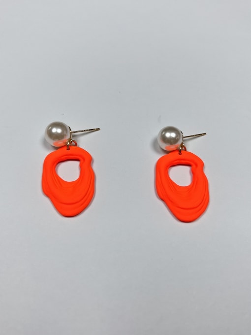orange Zinc Alloy Imitation Pearl Enamel Irregular Trend Drop Earring