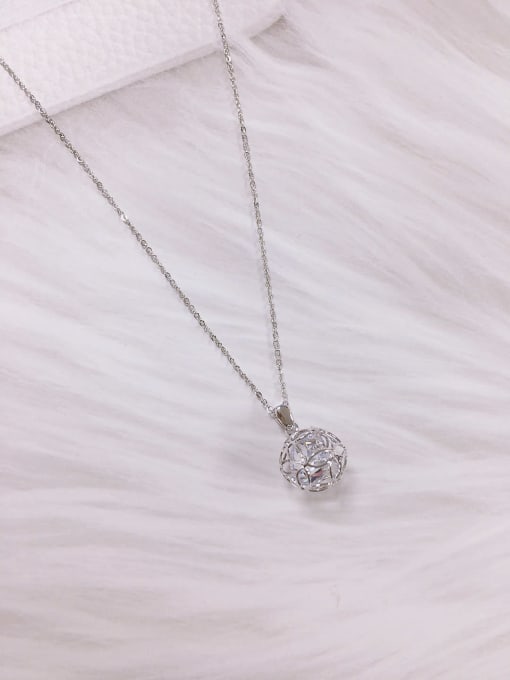 KEVIN Brass Cubic Zirconia Ball Dainty Initials Necklace 1