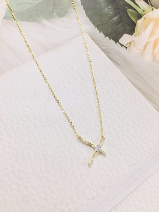 KEVIN 925 Sterling Silver Cubic Zirconia Cross Dainty Initials Necklace 0