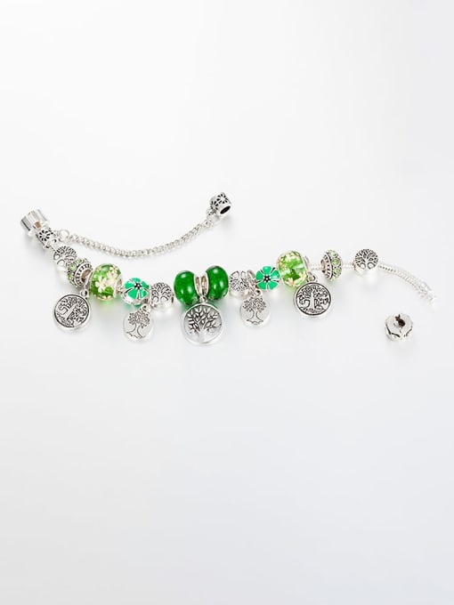 KEVIN Copper Alloy Glass Stone Green Glass beads Irregular Luxury Charm Bracelet 1