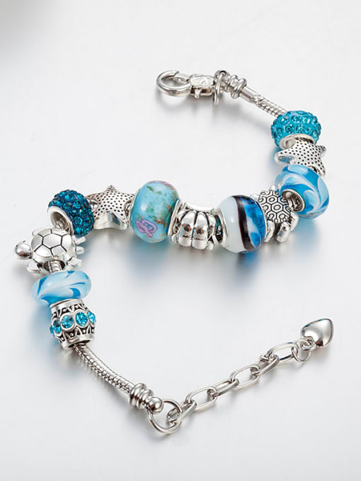 KEVIN Copper Alloy Rhinestone Glass beads Oval Classic Charm Bracelet 1