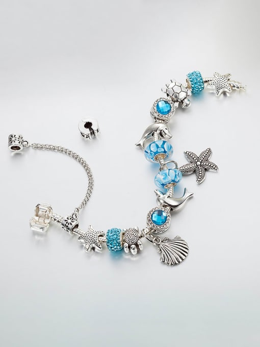KEVIN Copper Alloy Glass Stone Blue Glass beads Animal Luxury Charm Bracelet 1