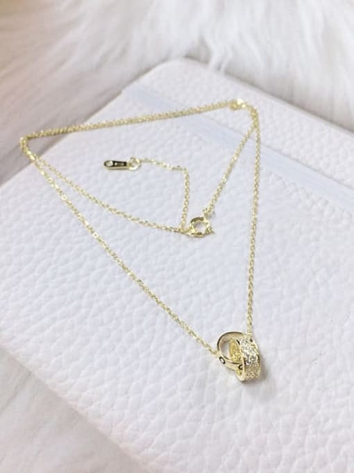 Gold 925 Sterling Silver Cubic Zirconia Cone Dainty Initials Necklace