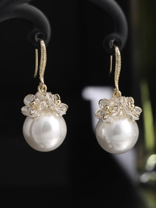 KEVIN Zinc Alloy Imitation Pearl Flower Trend Drop Earring 0