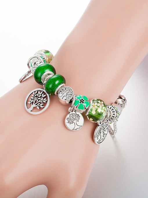 KEVIN Copper Alloy Glass Stone Green Glass beads Irregular Luxury Charm Bracelet 2