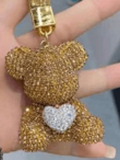 Gold Bear Alloy Rhinestone Plastic Trend Key Chain