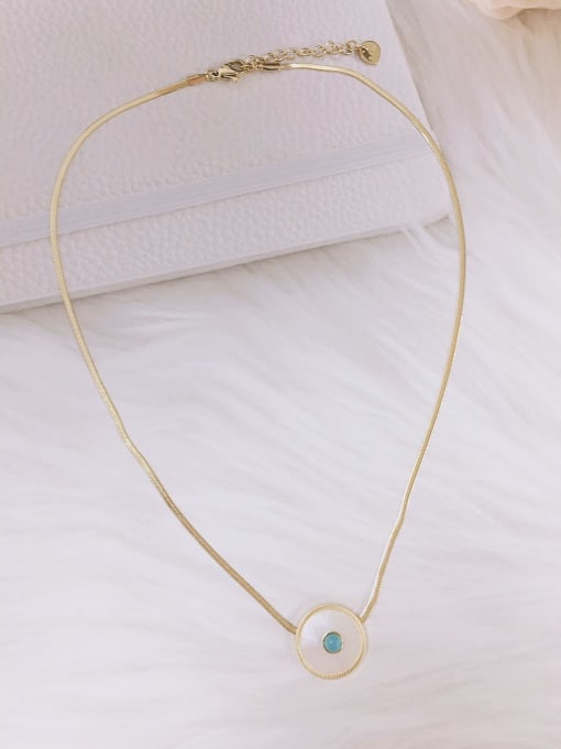 Gold Stainless steel Shell Round Dainty Link Necklace