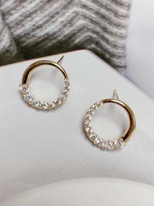 KEVIN Brass Cubic Zirconia Round Trend Stud Earring