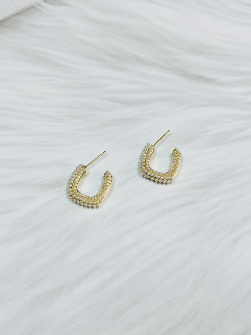 KEVIN Brass Imitation Pearl Irregular Minimalist Stud Earring