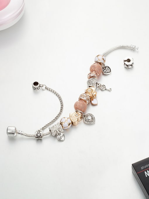 KEVIN Copper Alloy Glass Stone Enamel Key Luxury Charm Bracelet 1