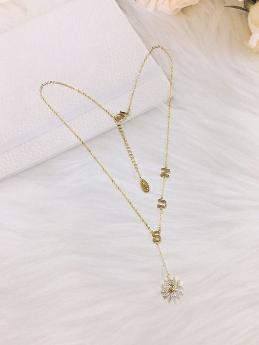 KEVIN Cubic Zirconia Flower Dainty Initials Necklace
