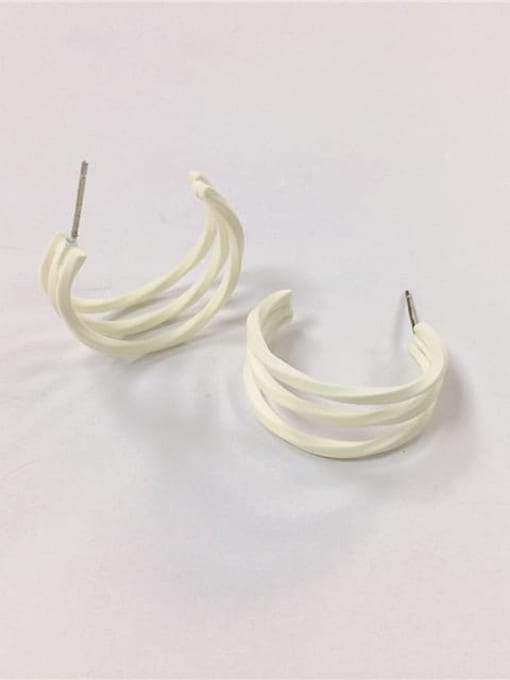 White Brass Enamel Cone Trend Hoop Earring