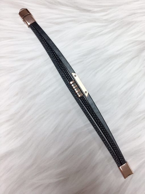 HE-IN Stainless steel Leather Irregular Trend Bracelet 1