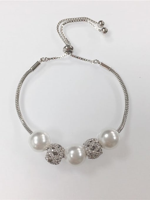 KEVIN Brass Imitation Pearl Cone Trend Adjustable Bracelet 0