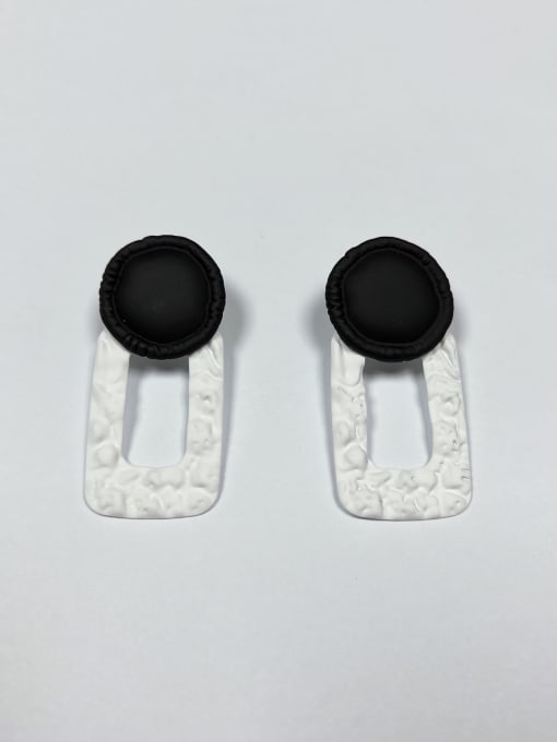 Black and white Zinc Alloy Enamel Round Statement Drop Earring