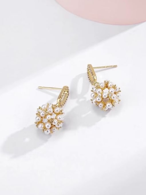 KEVIN Brass Imitation Pearl Cone Trend Drop Earring 2