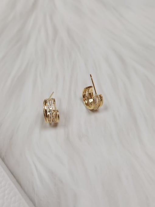 KEVIN Brass Cubic Zirconia Cone Minimalist Hoop Earring 0