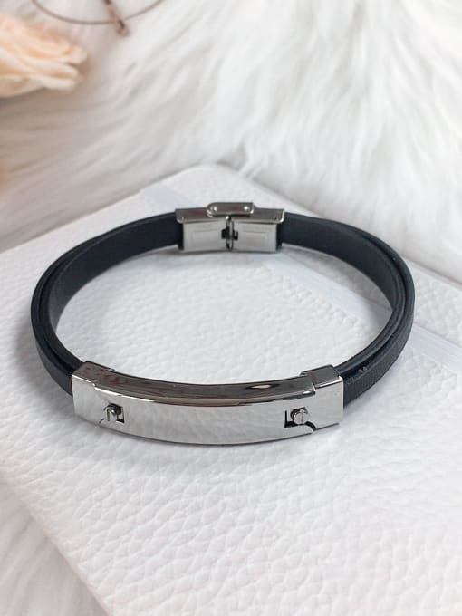 HE-IN Stainless steel Leather Irregular Trend Bracelet 0