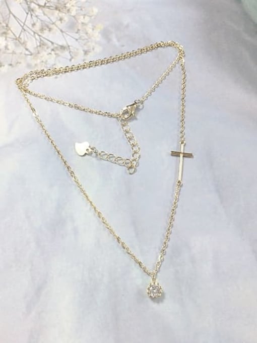 Gold 925 Sterling Silver Cubic Zirconia Dainty Initials Necklace