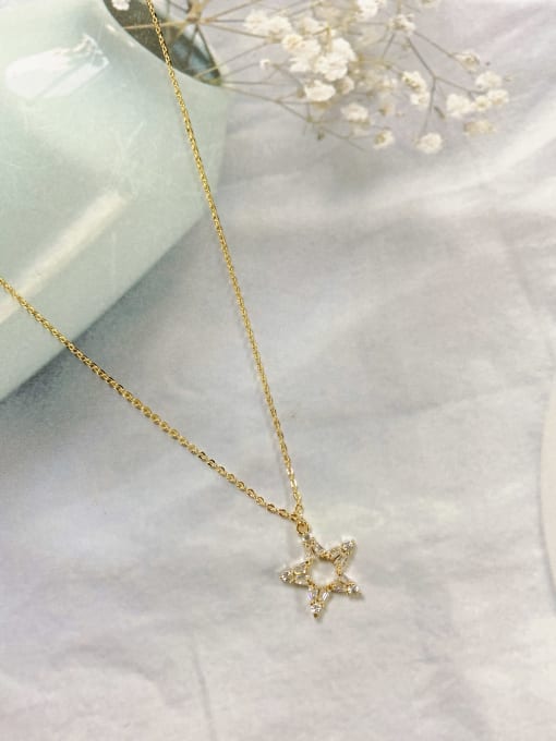 KEVIN Brass Cubic Zirconia White Star Dainty Initials Necklace 0