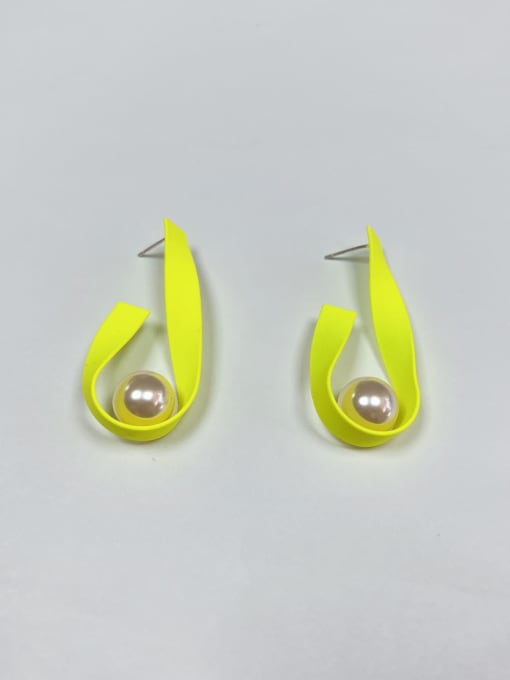 Fluorescent color Brass Imitation Pearl Irregular Statement Drop Earring