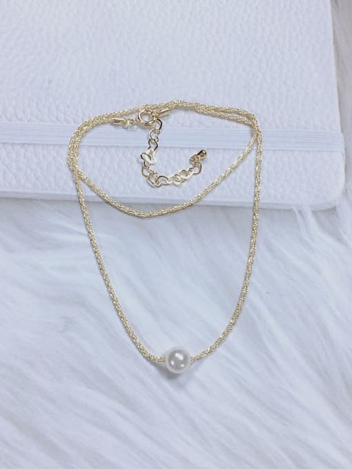 KEVIN Brass Imitation Pearl Ball Trend Necklace 0