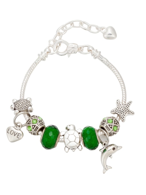 KEVIN Copper Alloy Glass beads Heart Vintage Charm Bracelet 1