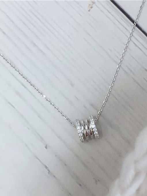 KEVIN 925 Sterling Silver Cubic Zirconia Cone Dainty Initials Necklace 0