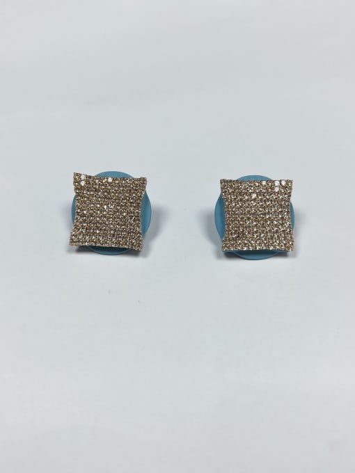 Blue Zinc Alloy Cubic Zirconia Enamel Irregular Trend Stud Earring