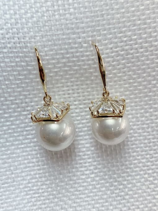 KEVIN Brass Imitation Pearl Round Trend Hook Earring 0