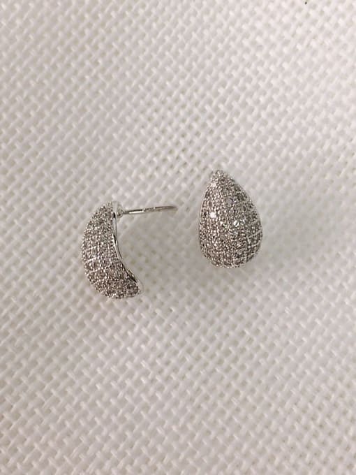 Silver Brass Cubic Zirconia Water Drop Dainty Stud Earring
