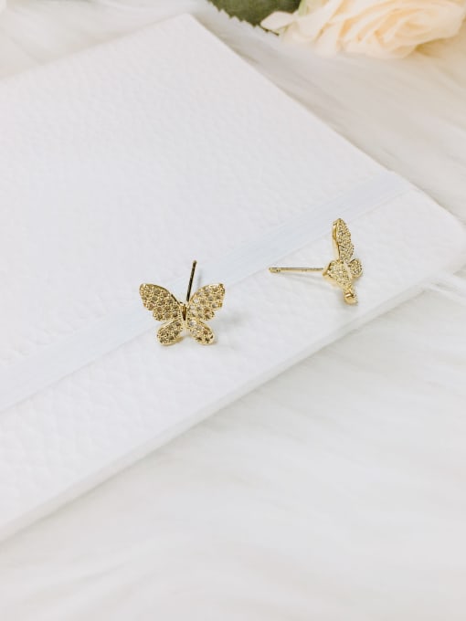 KEVIN Brass Cubic Zirconia Butterfly Minimalist Stud Earring 0