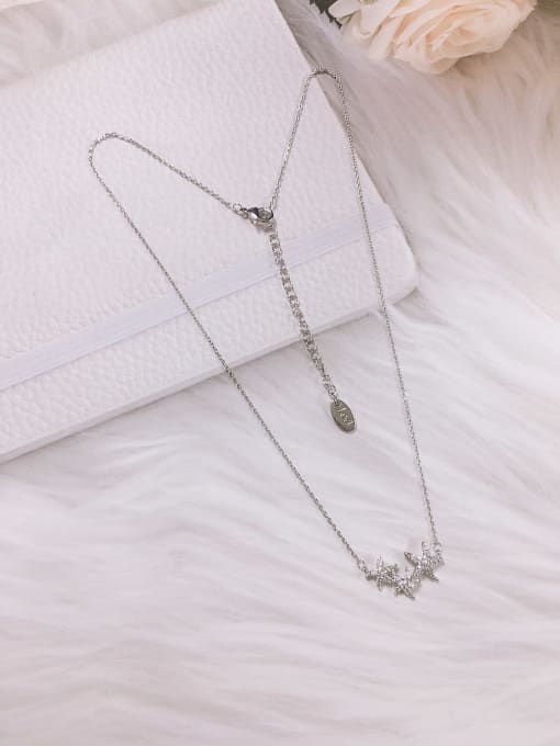 KEVIN Brass Cubic Zirconia Star Dainty Initials Necklace
