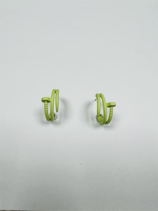 Green Brass Enamel Irregular Trend Stud Earring