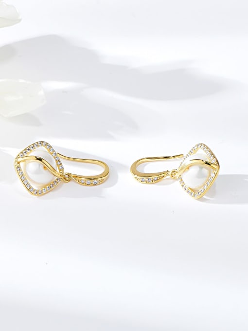 Gold Zinc Alloy Imitation Pearl Irregular Trend Hook Earring