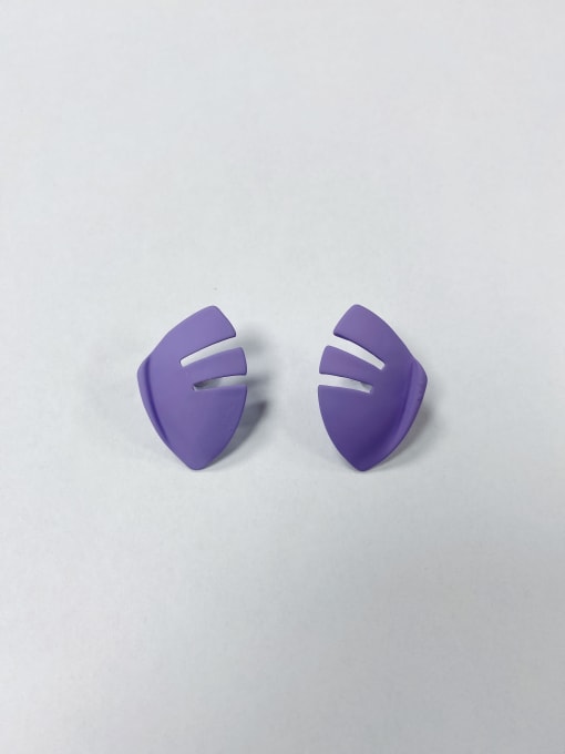Purple Zinc Alloy Enamel Irregular Trend Stud Earring