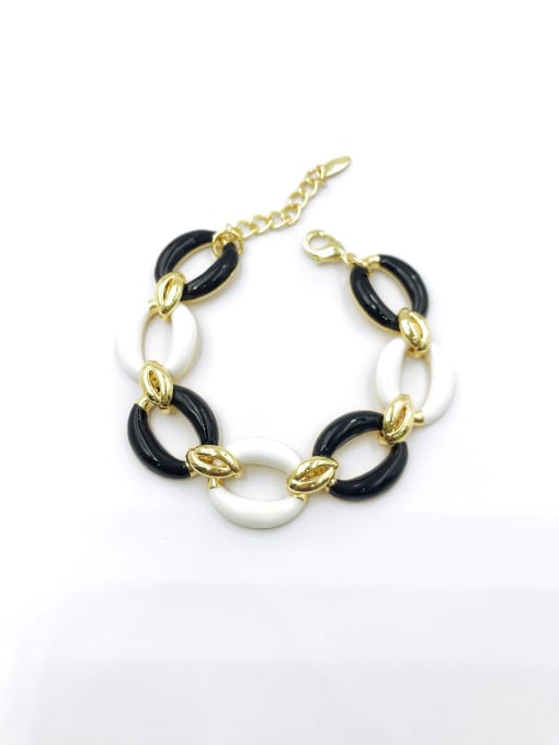 gold+black&white enamel Zinc Alloy Enamel Oval Trend Bracelet
