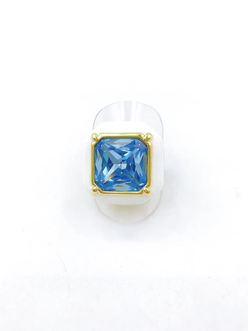 VIENNOIS Zinc Alloy Enamel Glass Stone Blue Geometric Trend Band Ring 0