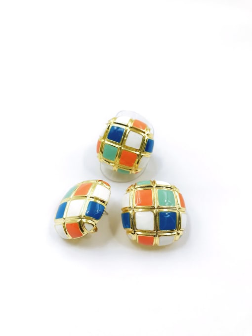 VIENNOIS Trend Square Zinc Alloy Enamel Ring And Earring Set 0