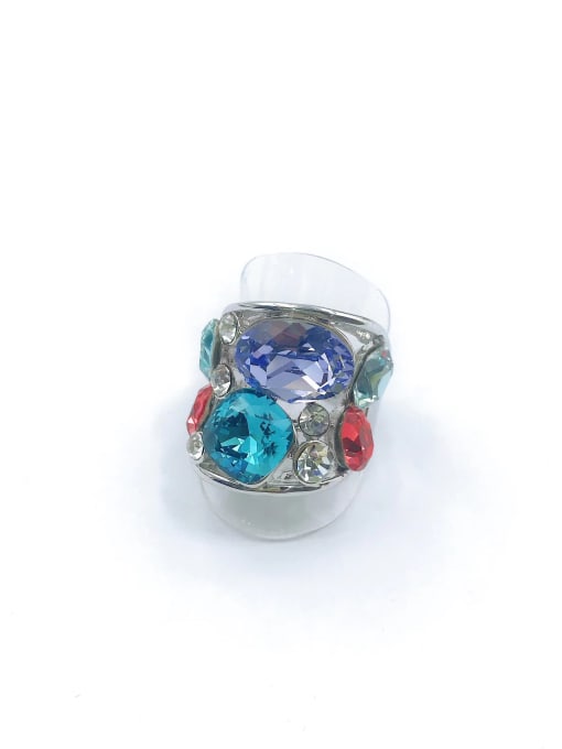 imitation rhodium+multi color glass Zinc Alloy Glass Stone Multi Color Luxury Band Ring