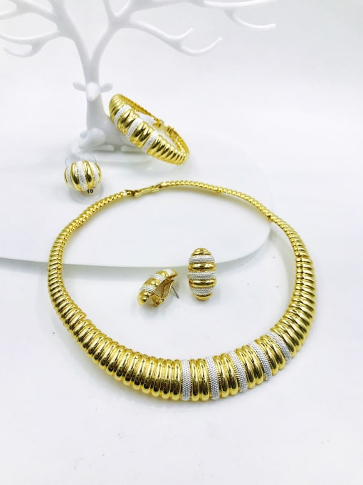 gold+imitation rhodium Zinc Alloy Luxury Ring Earring Bangle And Necklace Set